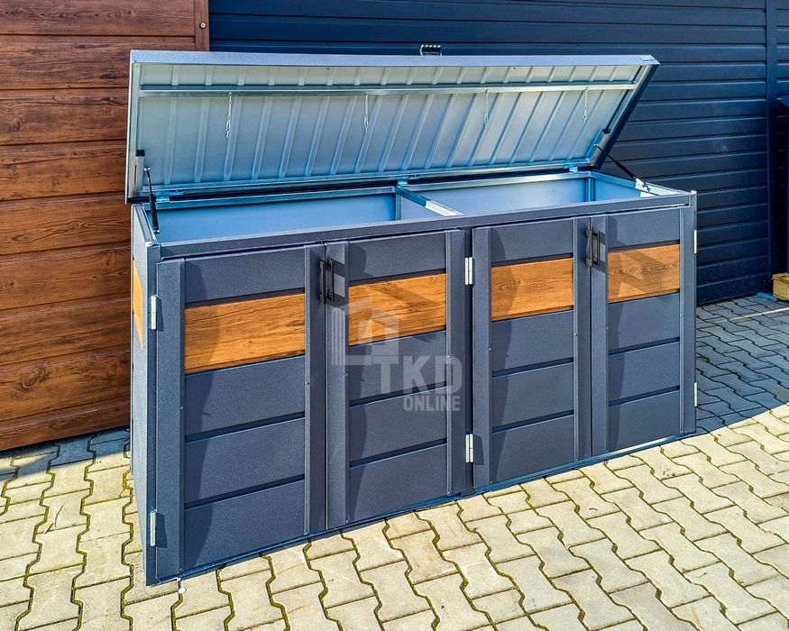 Zabudowa Koszy Na Śmieci Wiata Obudowa  235X65X110 Cm 4X120L  Tkd350