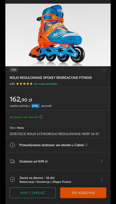 Rolki NERF regulowane