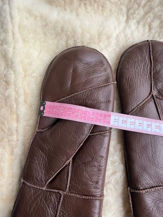 Skórzane rękawiczki wełniane skóra czekoladowe kawowe Harssidanzar XL