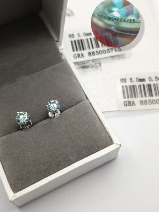 Nowe kolczyki z niebieskim moissanitem GRA 0.5ct - srebro 925