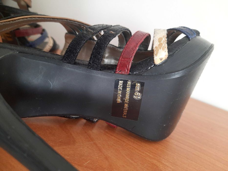 Buty szpilki sandałki gladiatorki kolorowe paski rozmiar 6,5