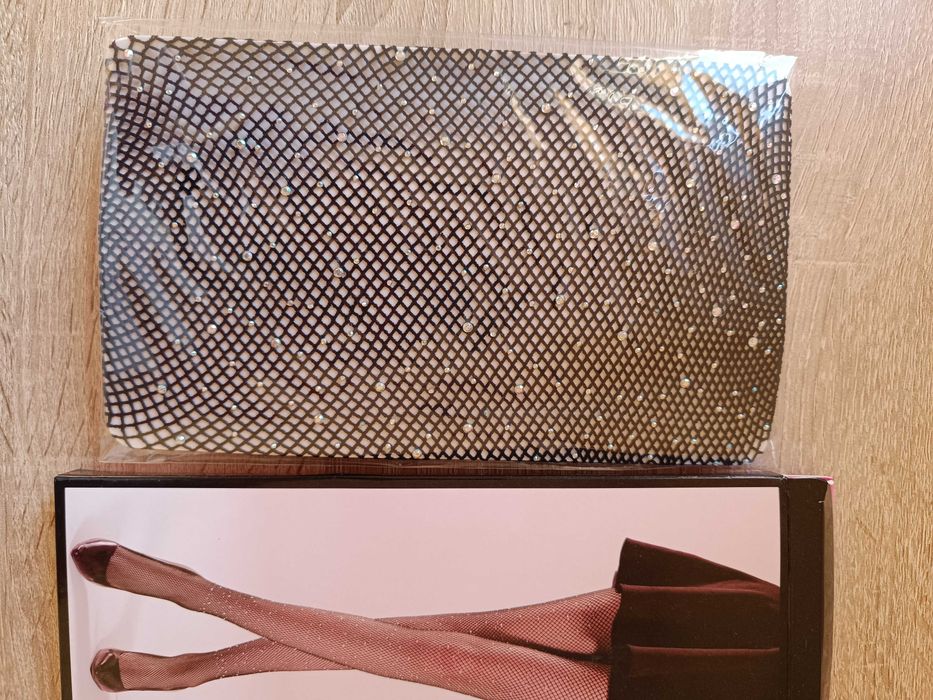 Czarne rajstopy z cyrkoniami (nowe)