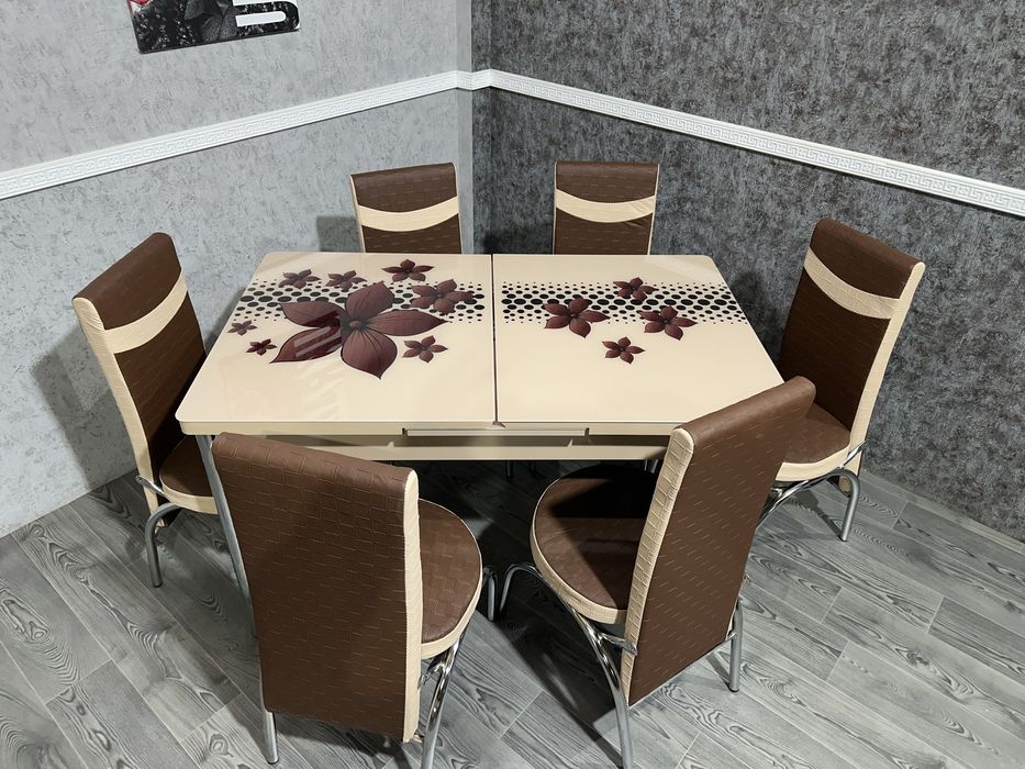 Столи на кухню, скло, малюнок 3d, ціна за комплект