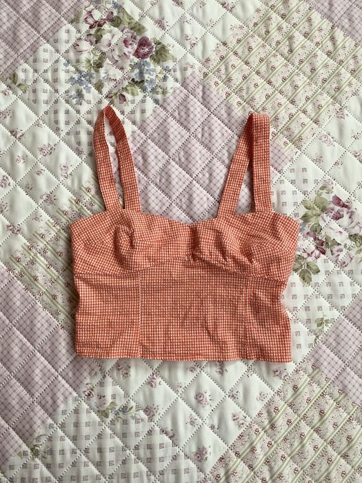 Top na ramiączka w kratkę S 36 zara coquette cottage