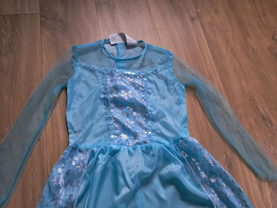 Elsa kraina lodu frozen księżniczka sukienka strój przebranie 146