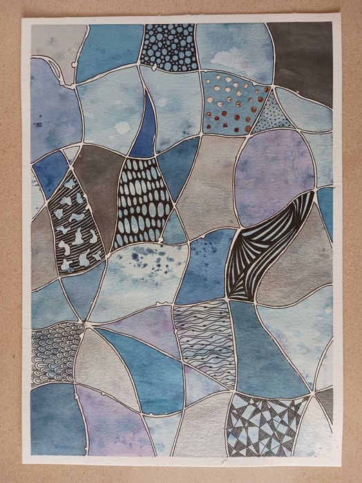 Obraz Akwarela Niebieska Abstrakcja 21 x 29,7