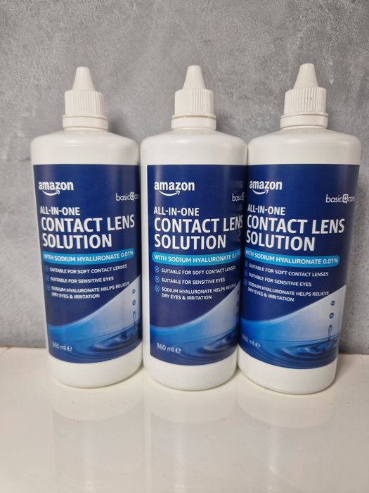 Amazon Basic Care All-In-One, Płyn do soczewek kontaktowych, 3x360ml