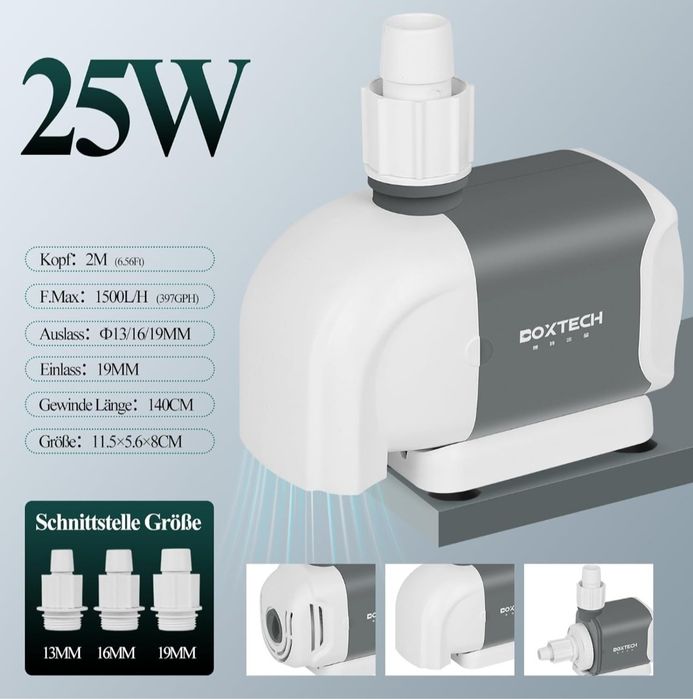 Boxtech Aquarium Pompa zanurzeniowa 25W-1500L/H