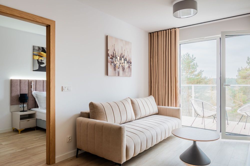 Stylowy Apartament w Jastrzębiej Górze Blisko Plaży | Basen | Jacuzzi | Prywatny Balkon