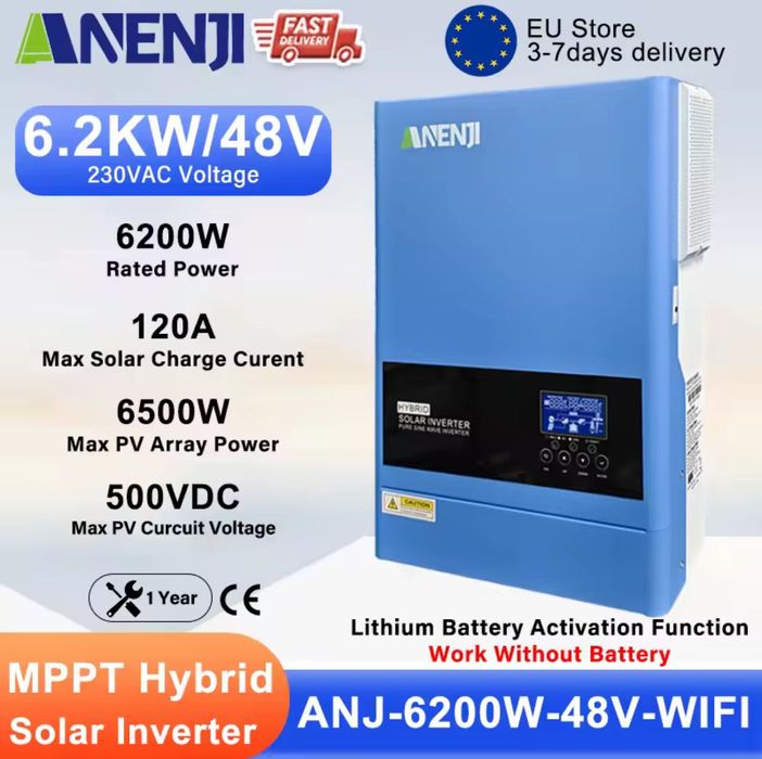гібридний сонячний інвертор ANENJI ANJ‑6200W‑48V‑WIFI