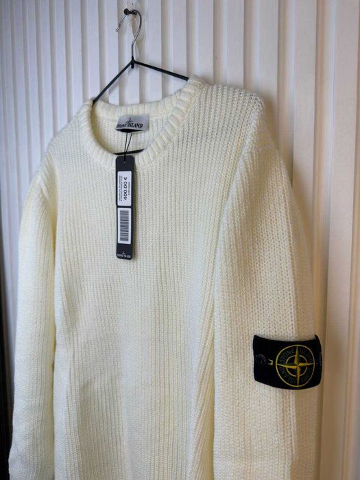 Демісезон Светр STONE ISLAND WHITE! Унісекс светр STONE ISLAND.