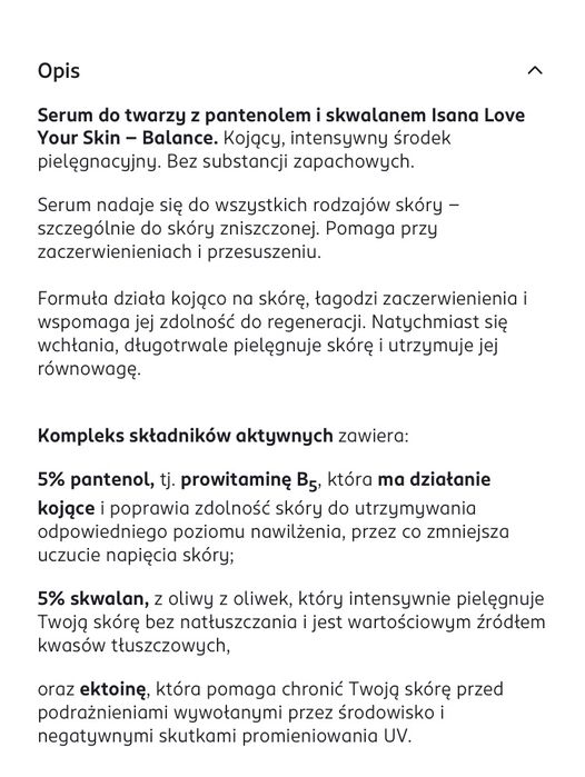 ISANA Balance serum skwalan, pantenol