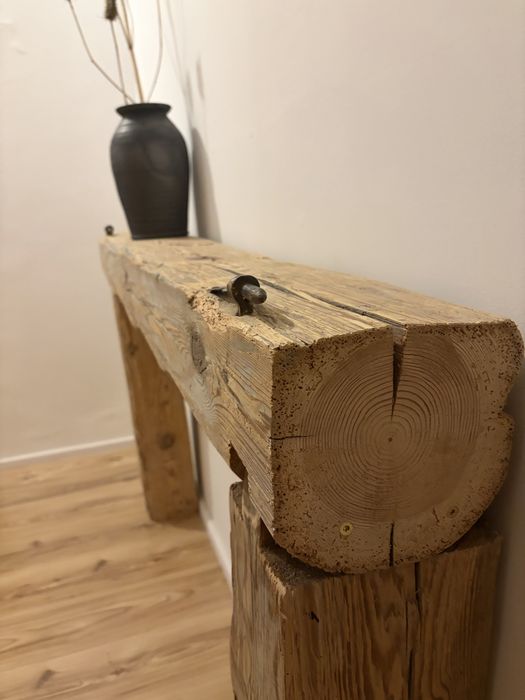 Konsola drewniana półka LOFT vintage RETRO stare okucia okno