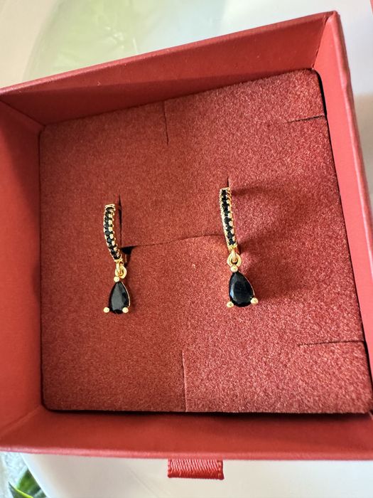 Pozłacane kolczyki z czarnymi cyrkoniami Ania Kruk