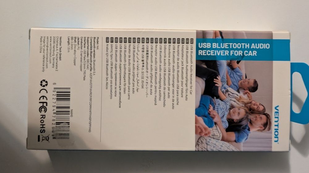 Adapter samochodowy bluetooth Vention