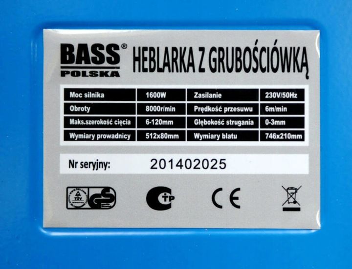 Strug Elektryczny Heblarka Grubościówka Hebel Strugarka Wyrówniarka No