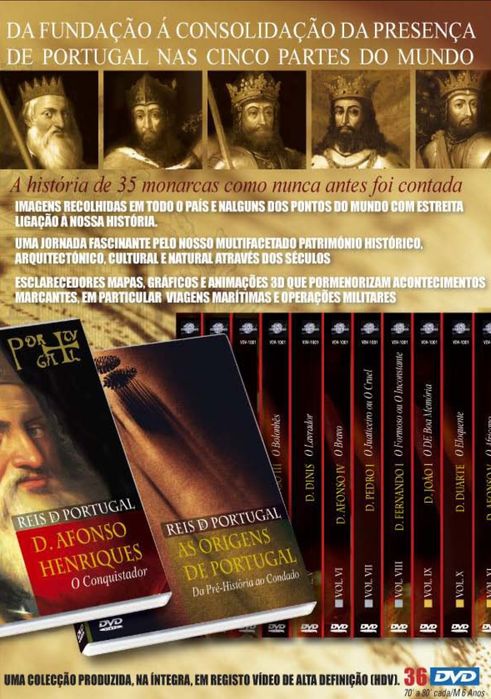 História dos Reis de Portugal - 36 dvd's - NOVOS