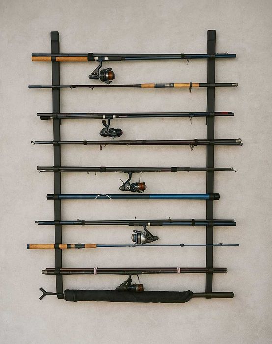 Mega Pasy na Wędki Stojak Ścienny na 10 Wędek Profi CA