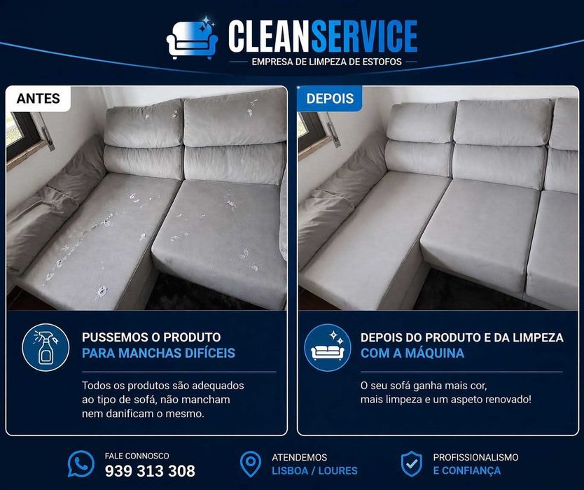 Limpeza de sofás, carpetes, entre outros