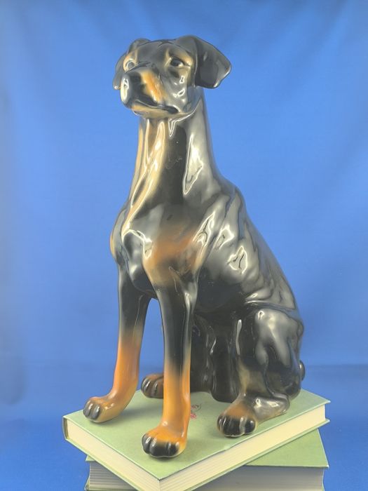 Doberman 39cm Jikohera Czechosłowacja #pies #porcelana #ceramika