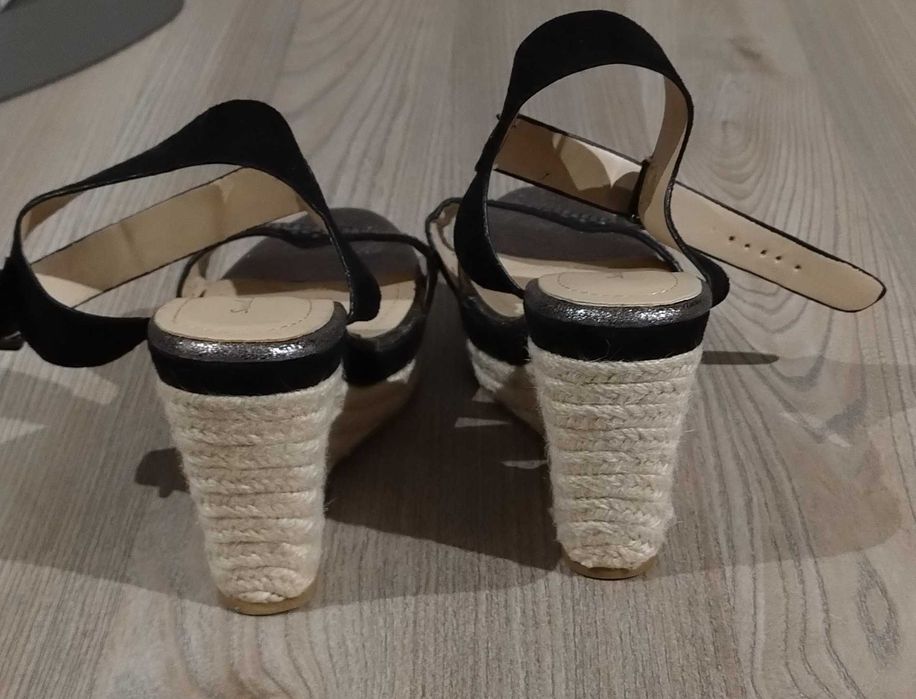 Czarne espadryle na koturnie r. 38