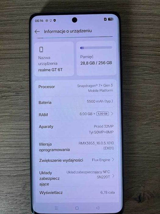 Realme GT 6T 256GB / Stan bardzo dobry / Gwarancja