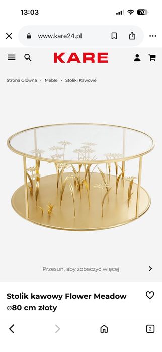 Stolik kawowy KARE Design Flower Meadow Gold Ø80 cm
