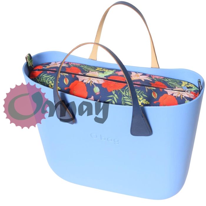 Granatowy organizer do OBAG STANDARD maki kwiaty 2kieszenie wkład OMAY