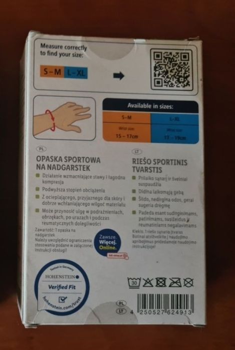 Opaska sportowa na nadgarstek l-xl