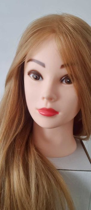 Lalka do czesania Główka Fryzjerska 50% włos naturalny