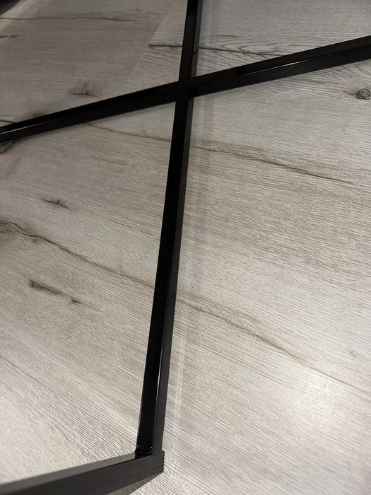 Stolik kawowy alisma okrągły czarny/imitacja marmur ze szklanym blatem