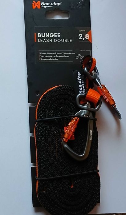 Non-stop smycz Bungee leash double–dla dwóch psów z amortyzatorem