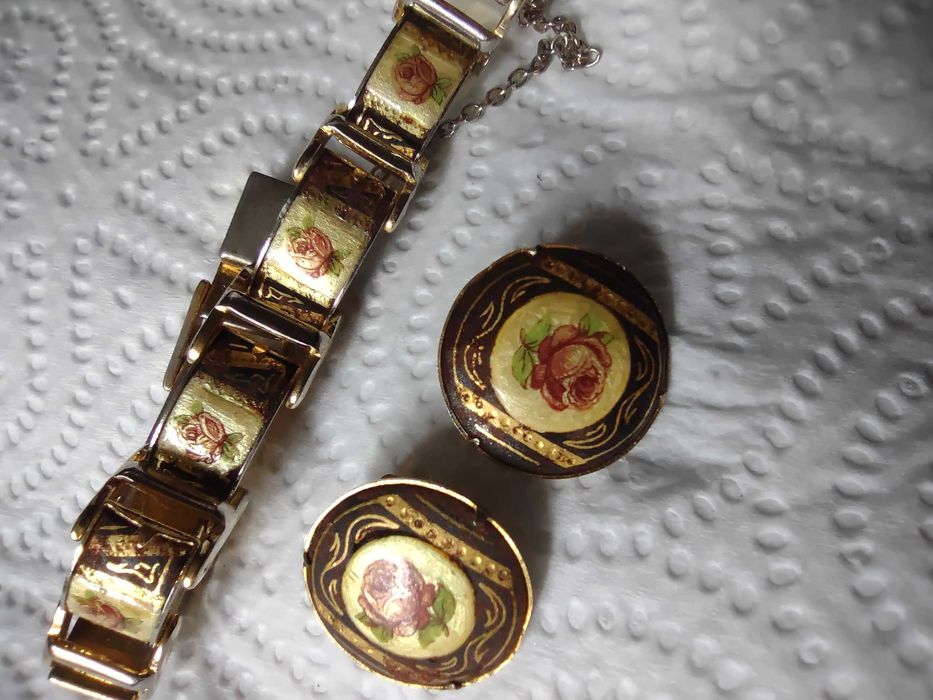 Komplet starej biżuterii róża damasceńska Toledo