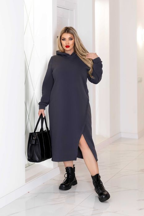 Тепла жіноча сукня худі міді / женское платье худи теплое - розпродаж