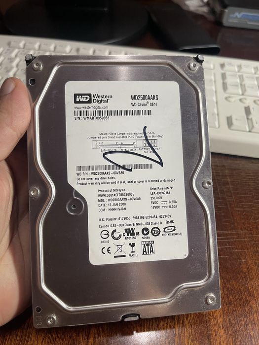 Жорсткий диск, hdd,  250 гб, працює