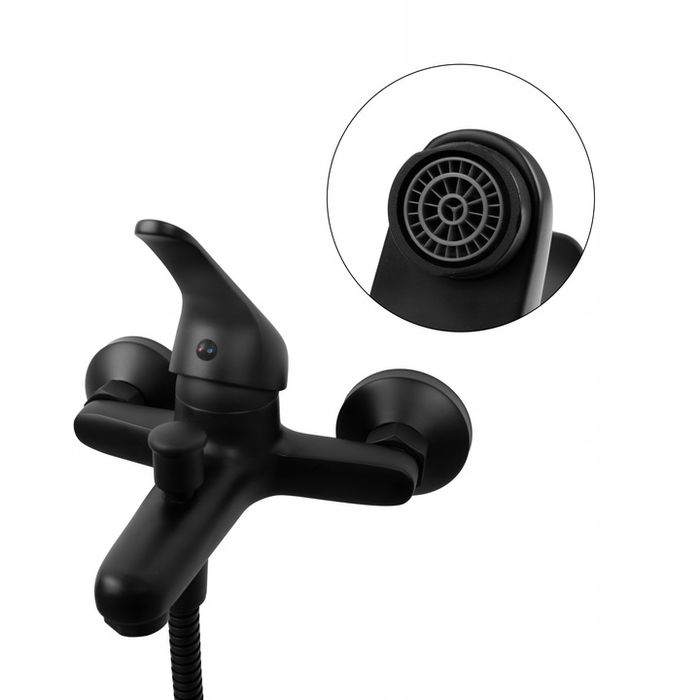 Bateria Wannowa Prysznicowa Ścienna Kran Do Wanny Wąż Czarny Loft