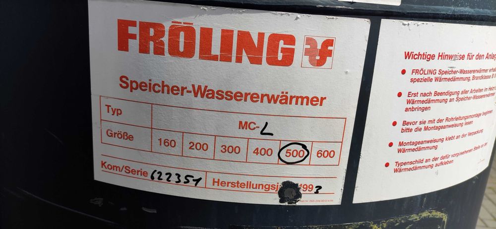 Bufor 400 / 500 L hydrofor nierdzewka FROLING nierdzewny