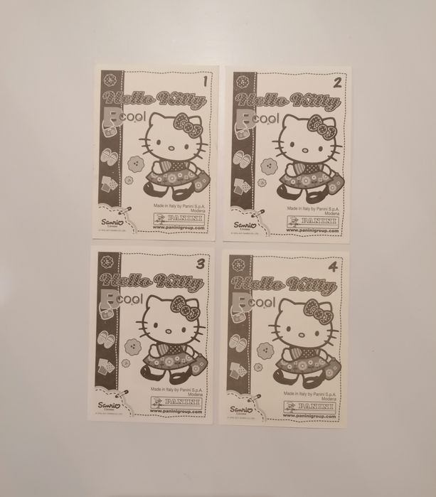 Conjunto de 4 cromos Hello Kitty Bcool, uma edição 2011 da Panini