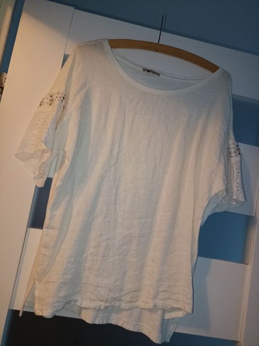 Biała bluzka len bawełna xl