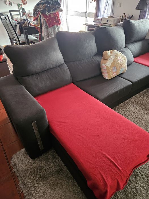 Sofá  chaise Longue cinzento