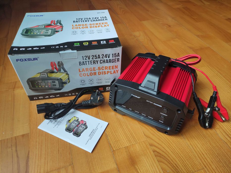 Зарядное бустер 25А, 20А, 15А устройство FOXSUR, НТRC, 12в/24в LiFePo4