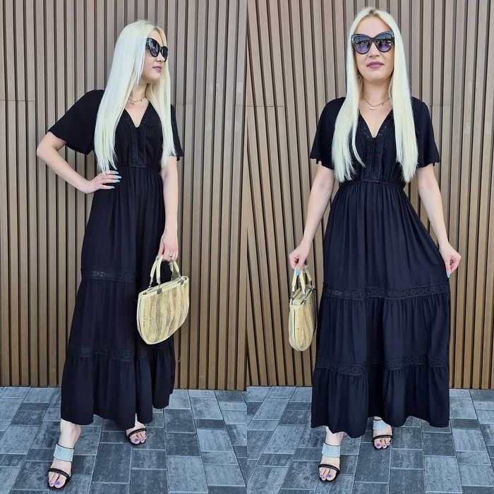 Sukienka na lato bawełniana boho maxi czarna M