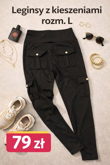 Leginsy w rozmiarze L , ozdobne kieszonki