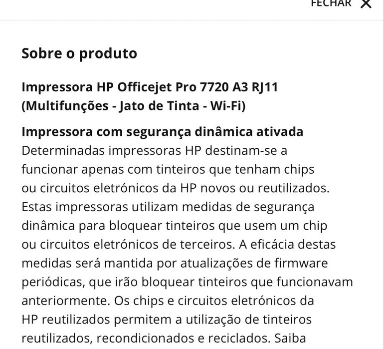 Hp office jet Pro 7720 A3