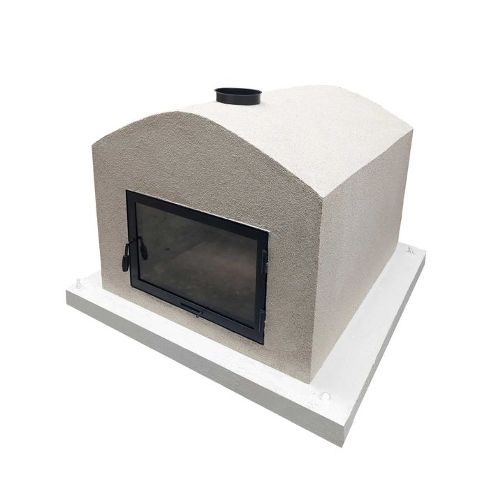 Piec chlebowy do pizzy ogrodowy na taras z drzwczkami kominkowymi