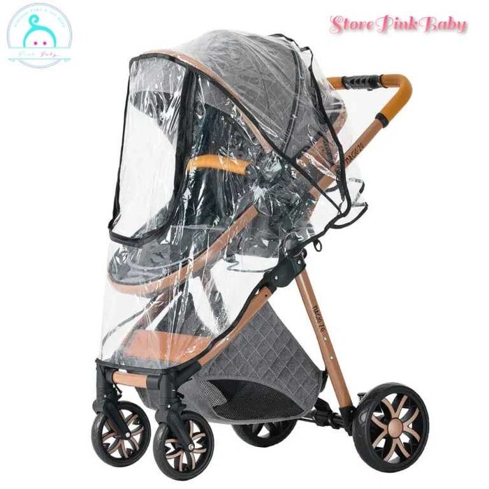 Carrinho bebé 3 em 1 PinkBaby Magic Gold - Com Base Isofix - Cinza