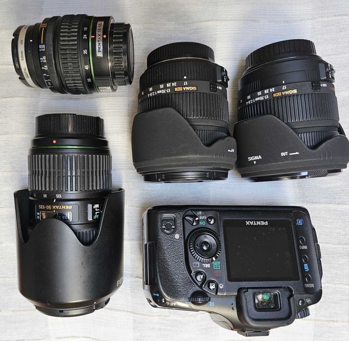 3 Lentes Sigma K + Pentax K 10D (peças) - Junto ou Separado