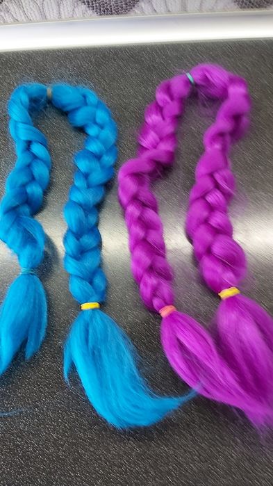 Яркие канекалоны для волос, голубой и фиолетовый цвет, 2 шт