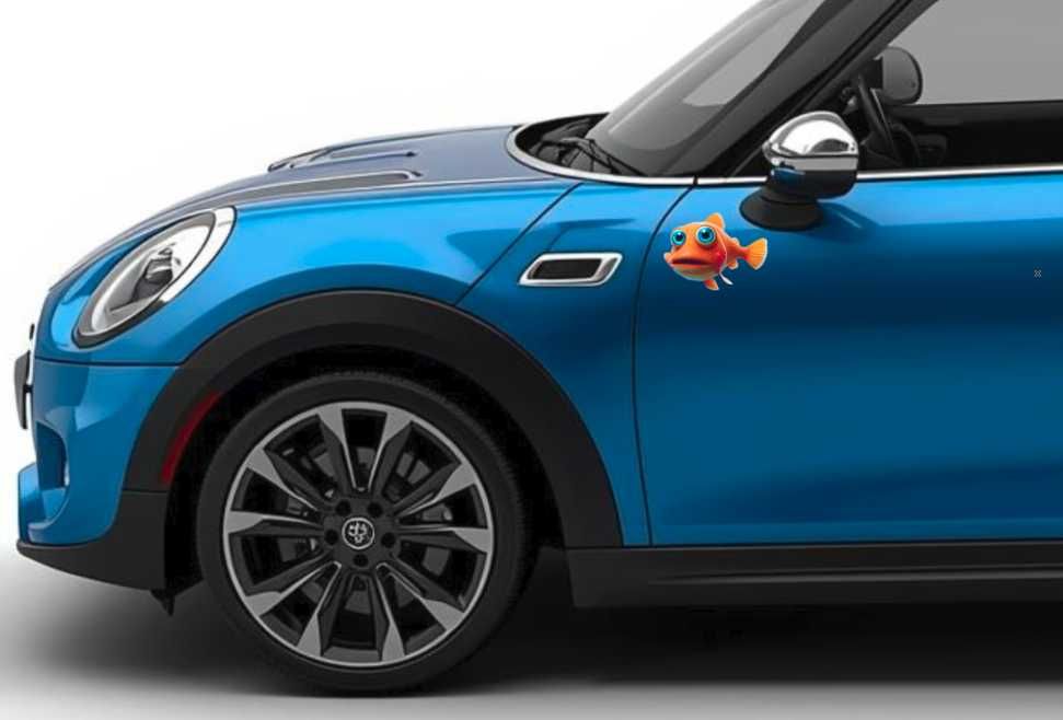 Naklejka na auto RYBA - kraw. zabezp. pędzelkiem-druk pigment 2 L.Gw.