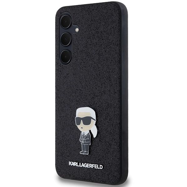 Etui Karl Lagerfeld Fixed Glitter Ikonik Logo Metal Pin na Samsung Galaxy A35 - czarne